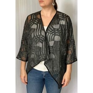 Chicos black silver sheer whimsigoth beach dark fairy vamp‎ open front cardigan
